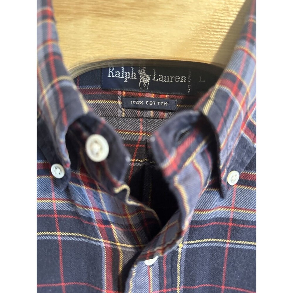 Ralph Lauren Lightweight Flannel Plaid Button Down Men's Large Long Sleeve - Picture 4 of 4